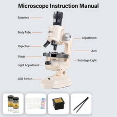 BEST Kids' Educational Microscope 1200x Magnification Fiber Spectrums Specimen B