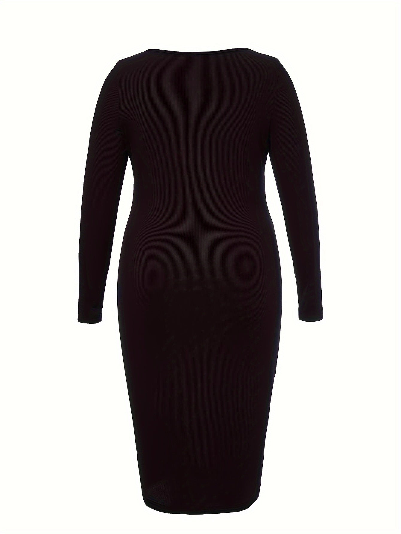  Ribbed Long Sleeve Bodycon Midi Dress