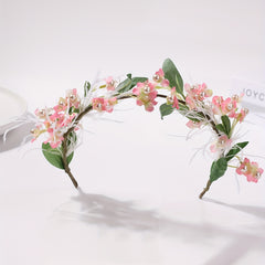 Faux Ostrich Decor Wreath Floral Tiara Headband for Wedding Party Girls