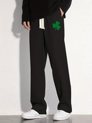 Clover Graphic Print Men's Sweatpants with Drawstring Jogger Pants
