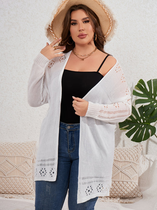  Long Sleeve Eyelet Embroidered Cardigan