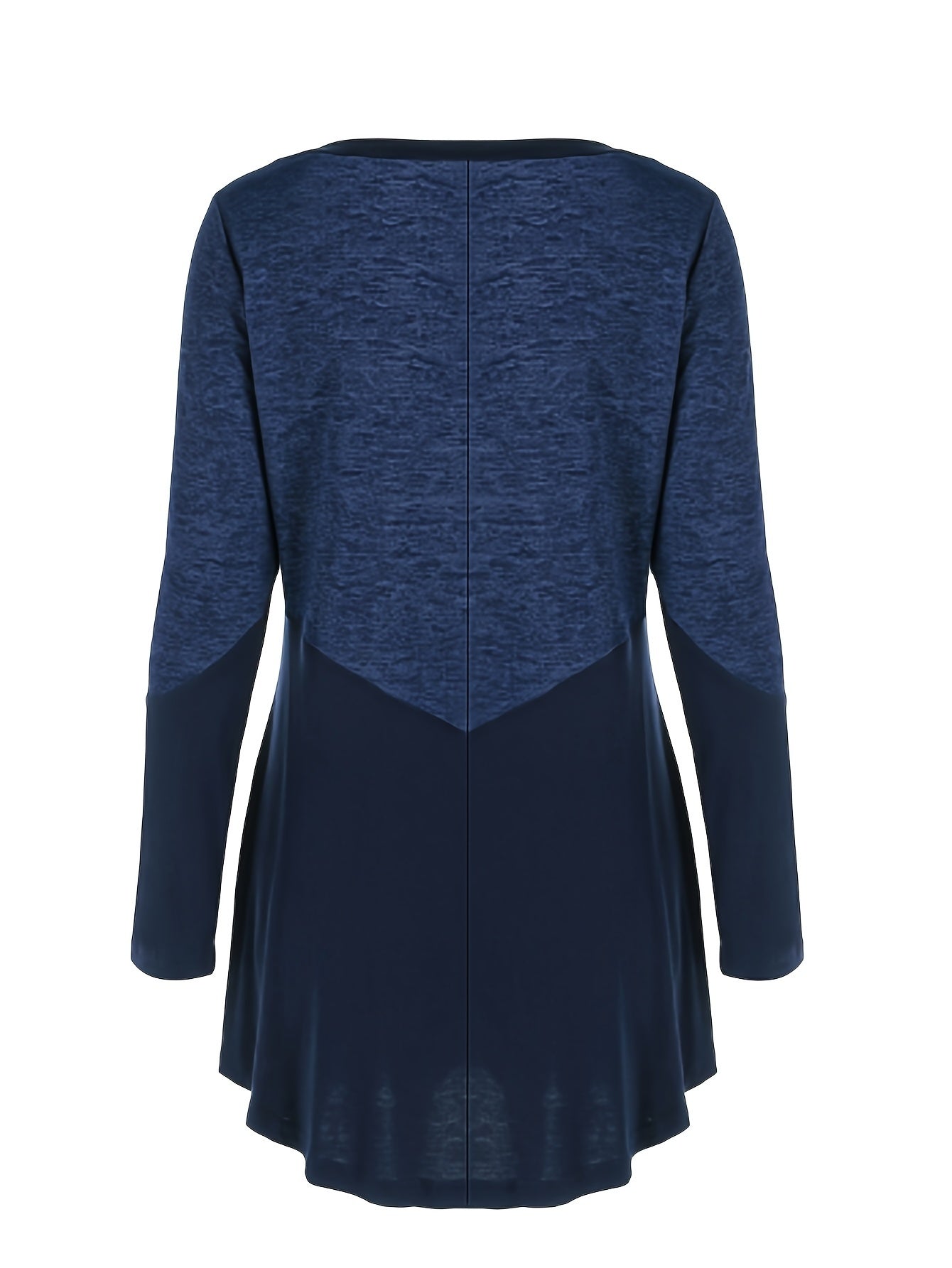  Casual Dress Women's Plus Colorblock Long Sleeve Round Neck Dress