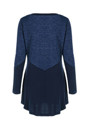  Casual Dress Women's Plus Colorblock Long Sleeve Round Neck Dress