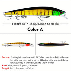 Lifelike Wobbler Fishing Lure 3D Eyes 18.5g Minnow Artificial Hard Bait Fishing