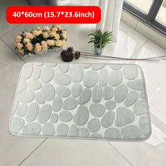 Cobblestone Embossed Memory Foam Bath Mat Non Slip Washable Thick Bath Rug