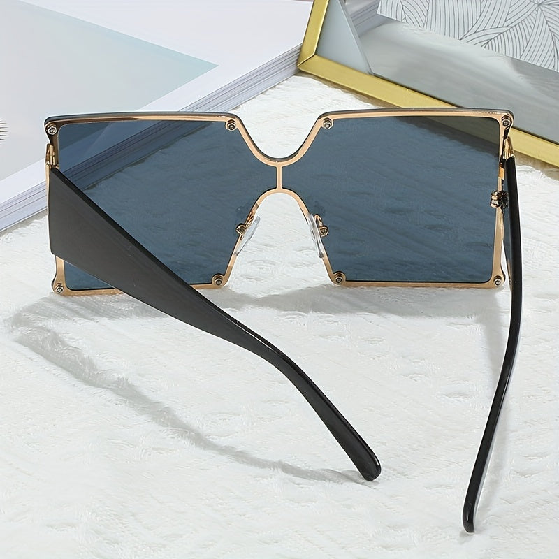 Oversized Square Sunglasses UV400 Metal Sun Shades