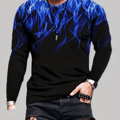 3D Fire Print Men's Graphic Long Sleeves T shirt