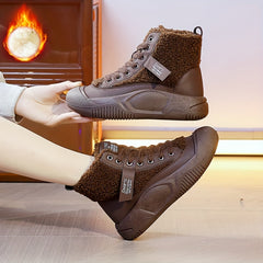 Women's Fleece Snow Boots Comfortable High Board Shoes