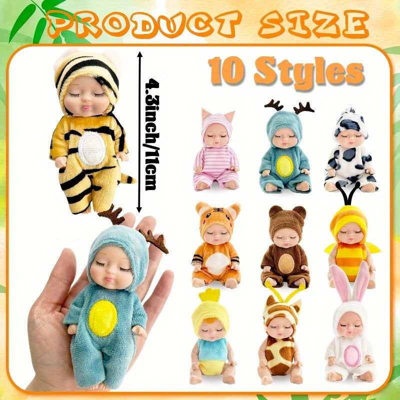 10pcs Mini Dolls 4 inch Animal Costume Dolls Easter Birthday Gift