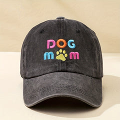 DOG MOM Embroidered Baseball Cap Washed Distressed Casual Dad Hats Lightweight