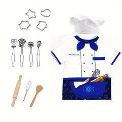 Kids Pretend Play Kitchen Set Chef Costume with Hat and Accessories