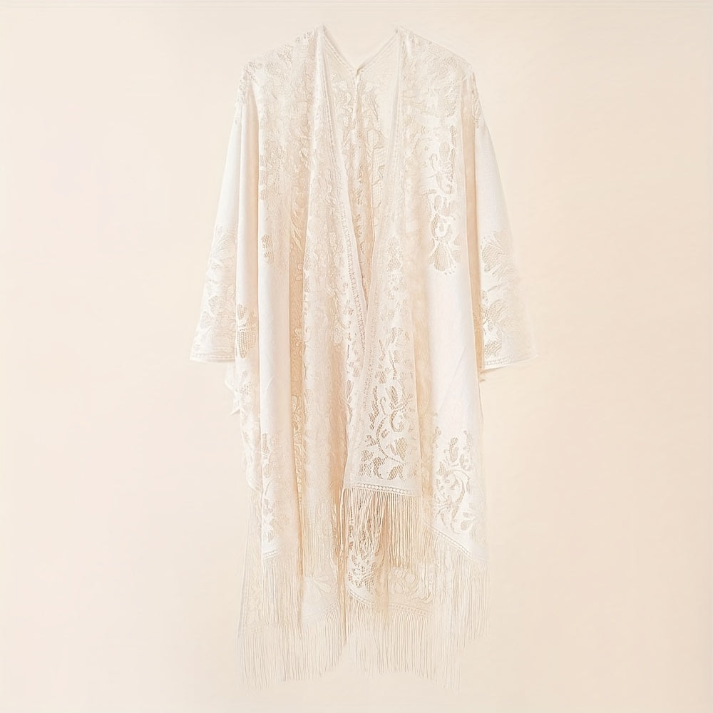 Solid Lace Cardigan Sunproof Shawl Casual Beach Cape