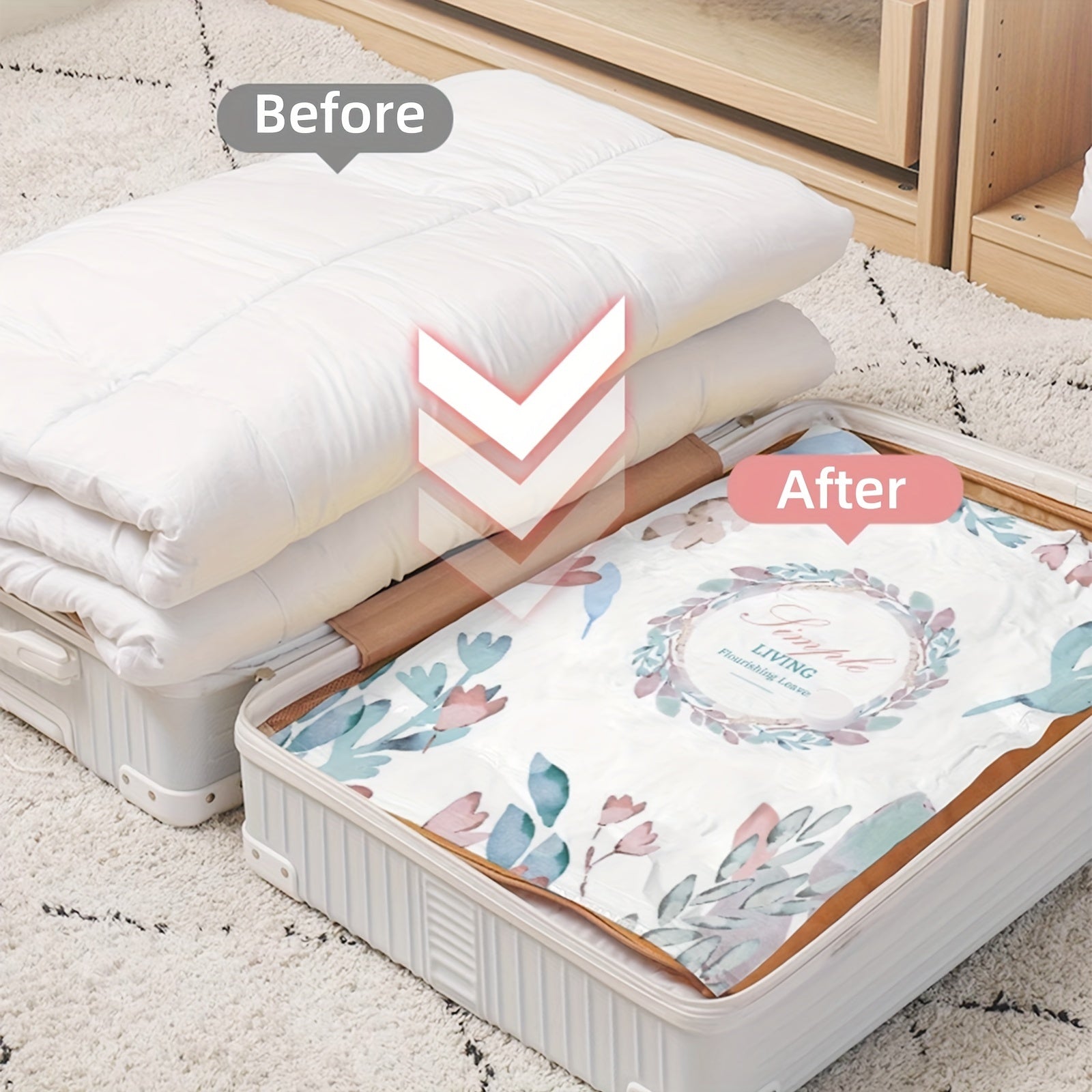 5pcs Vacuum Compression Storage Bag for Clothes Blankets Shirts