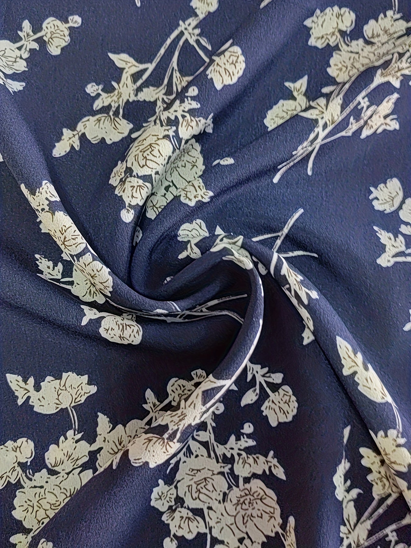  Floral Print Bubble Sleeve Square Neck Midi