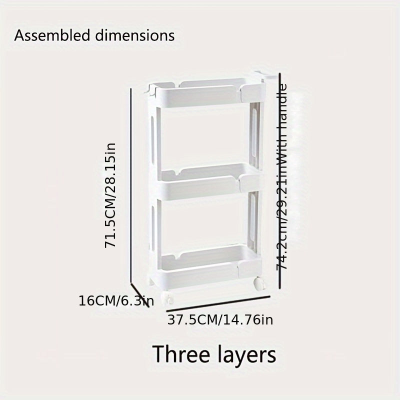 1pc Standing Storage Rack Living Room Kitchen Storage Rack Movable Storage Rack