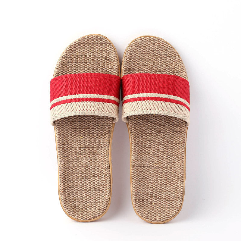 Men's Linen Open Toe Slippers Lightweight Indoor Outdoor