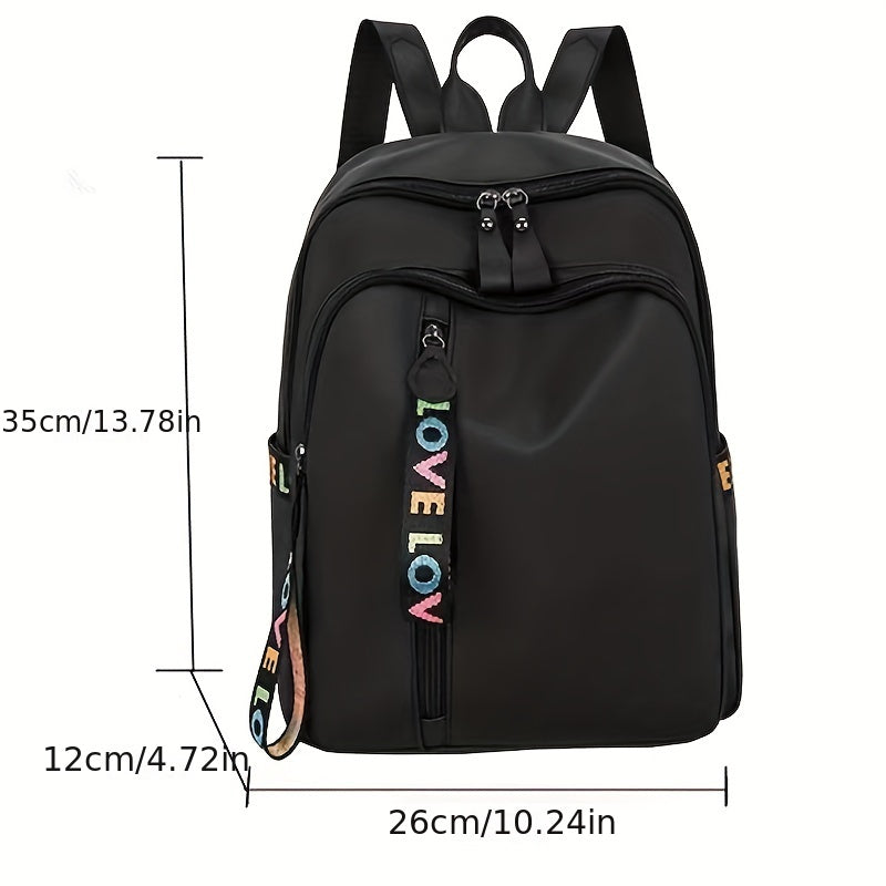 Nylon Backpack Letter Graphic School Bag Women