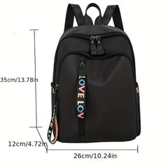 Nylon Backpack Letter Graphic School Bag Women