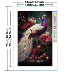DIY Cross Stitch Kit Peony Peacock Pattern Embroidery 11CT Printed Canvas