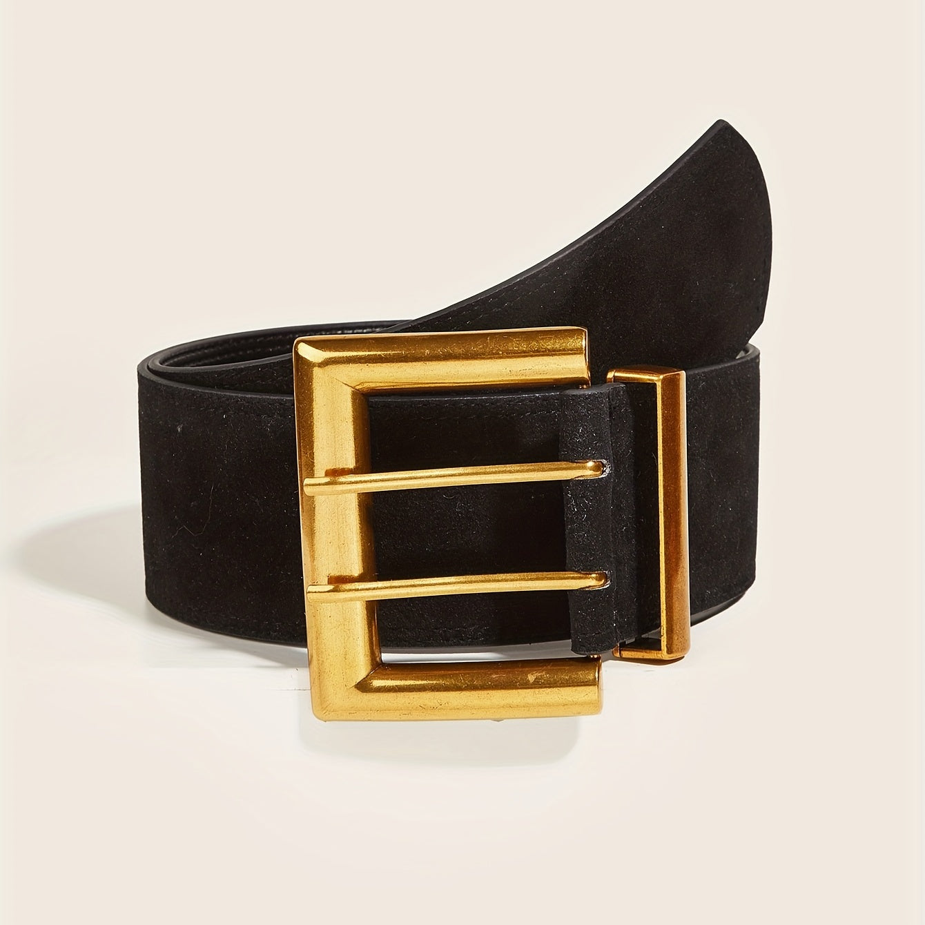 Square Double Pin Buckle Belt Casual Wide PU Belt Vintage Jeans Pants Belts