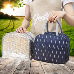 Flamingo Print Lunch Tote Bag Waterproof Thermal Lunch Box Bag