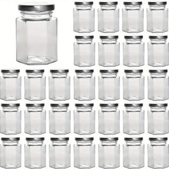 30pcs 4oz Hexagonal Glass Bottles with Lids for Canning Spices Weddings DIY