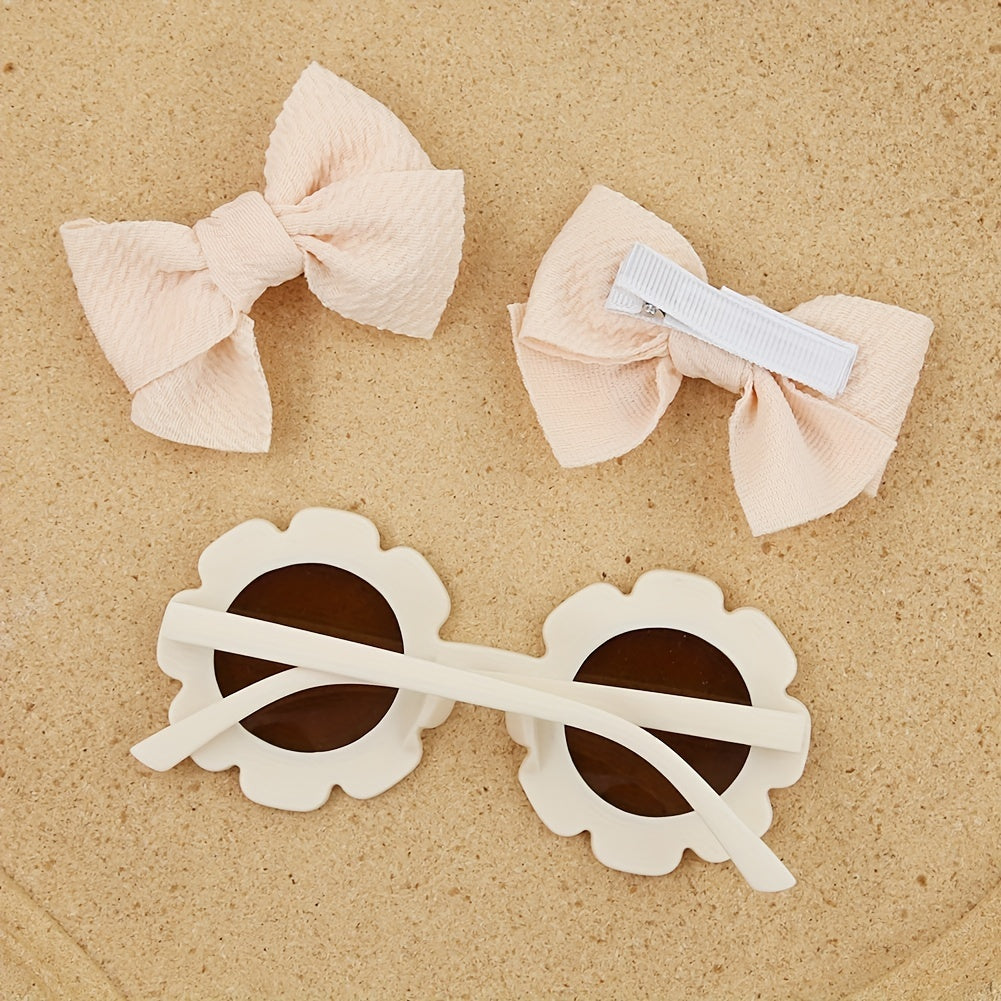 Flower Frame Sunglasses Hair Clips Set