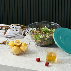 4pcs Round Transparent Salad Bowls with Lid