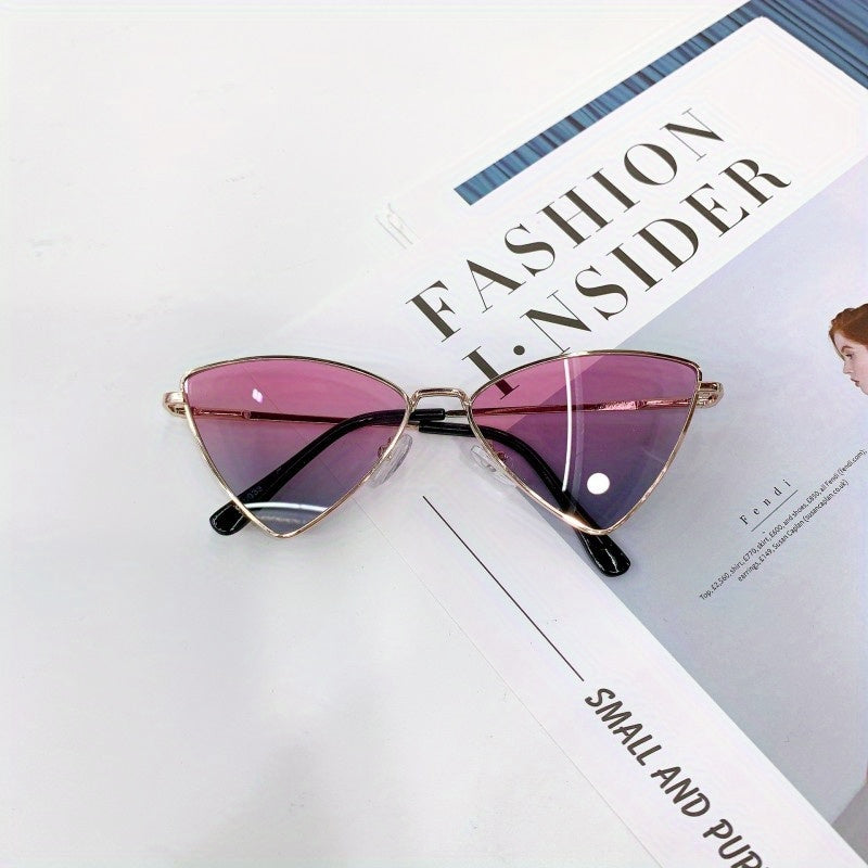 Girl's Metal Frame Triangle Sunglasses AC Lens