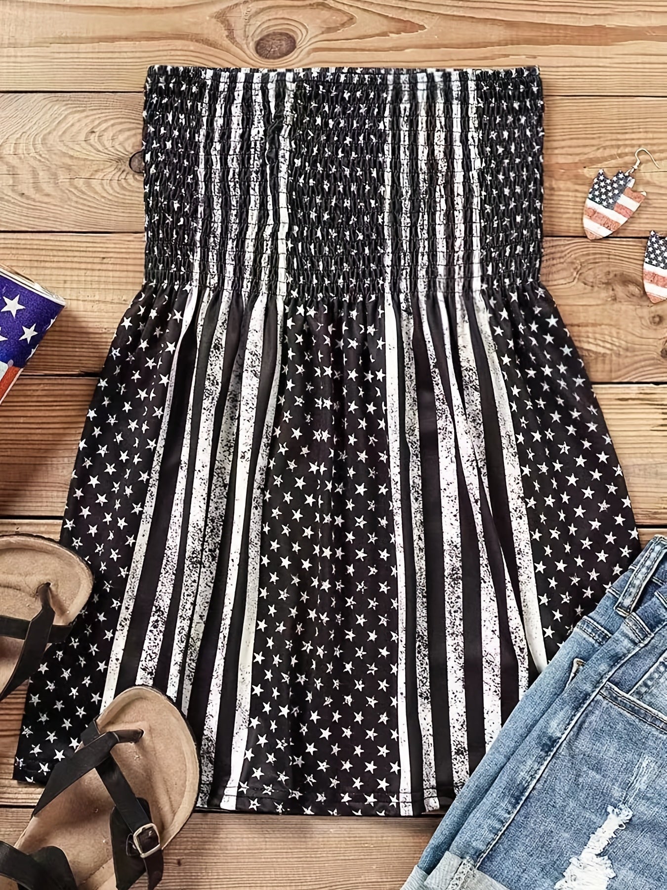 Shirred Tube Top Summer Women's Clothing
