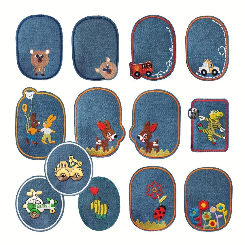13pcs Iron On Patches Sew On Embroidered Applique Repair Patch DIY Crafts