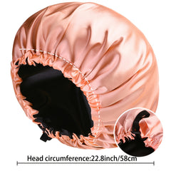 Adjustable Silk Bonnet for Curly Hair - Large Satin Lined Sleep Cap