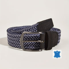 Men's Casual Woven Leather Belt - Elastic Canvas Youth Belt
