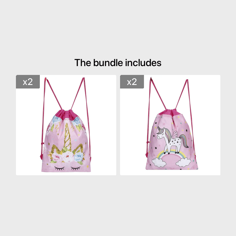 Unicorn Pattern Drawstrings Backpack for Kids