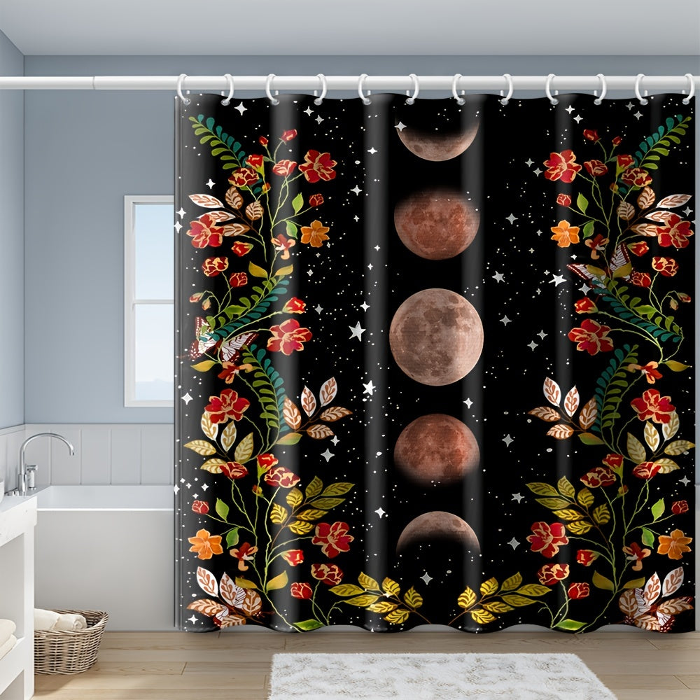 Tarot Moon Shower Curtain Set with 12 Hooks