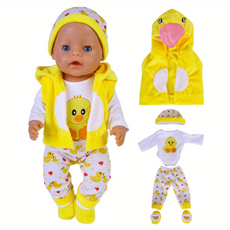 Yellow Duck Doll Clothes Set For 17-18 Inch Dolls