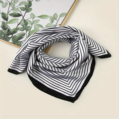 Striped Satin Scarf Silk Square Bandana Vintage Neck