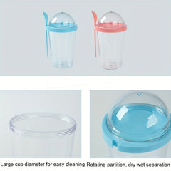 Double Layer Plastic Breakfast Cup with Partitioning for Dry & Wet Separation