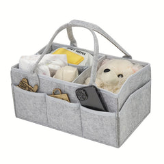 Grey Felt Cloth Mommy Basket Diaper Bag Storage Box