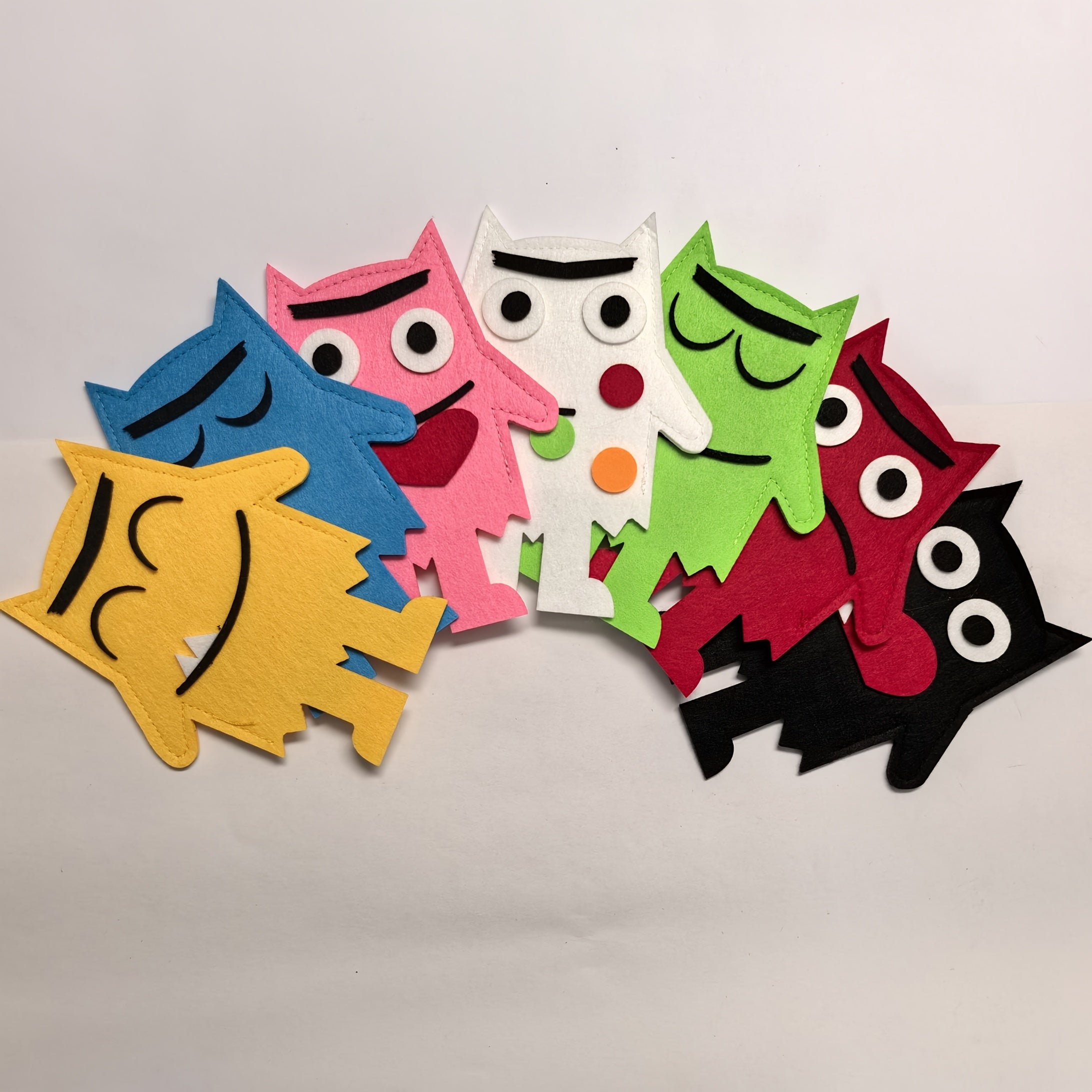 7pcs Monster Felt Puppet Set - Emotional Recognition Teaching Tools