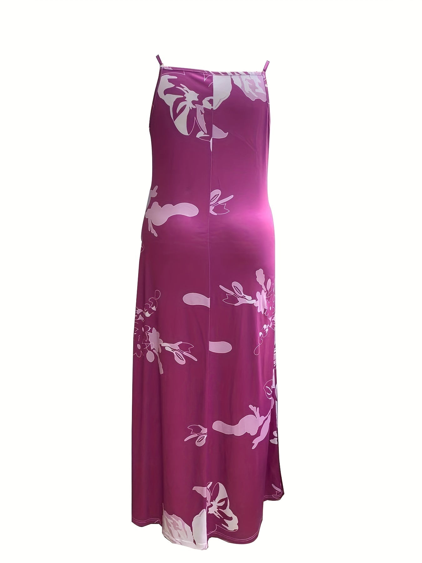  Floral Print Maxi Cami Dress Women's V Neck Slight Stretch