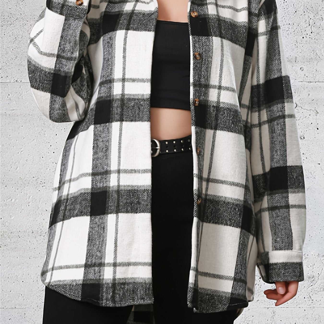  Plaid Long Sleeve Flannel Shirt Women's Casual Lapel Collar