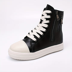 Women's High Top Skate Shoes Faux Leather Comfortable Zipper Sport Shoes