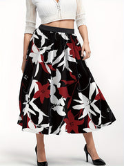  Floral Print High Rise Maxi Skirt