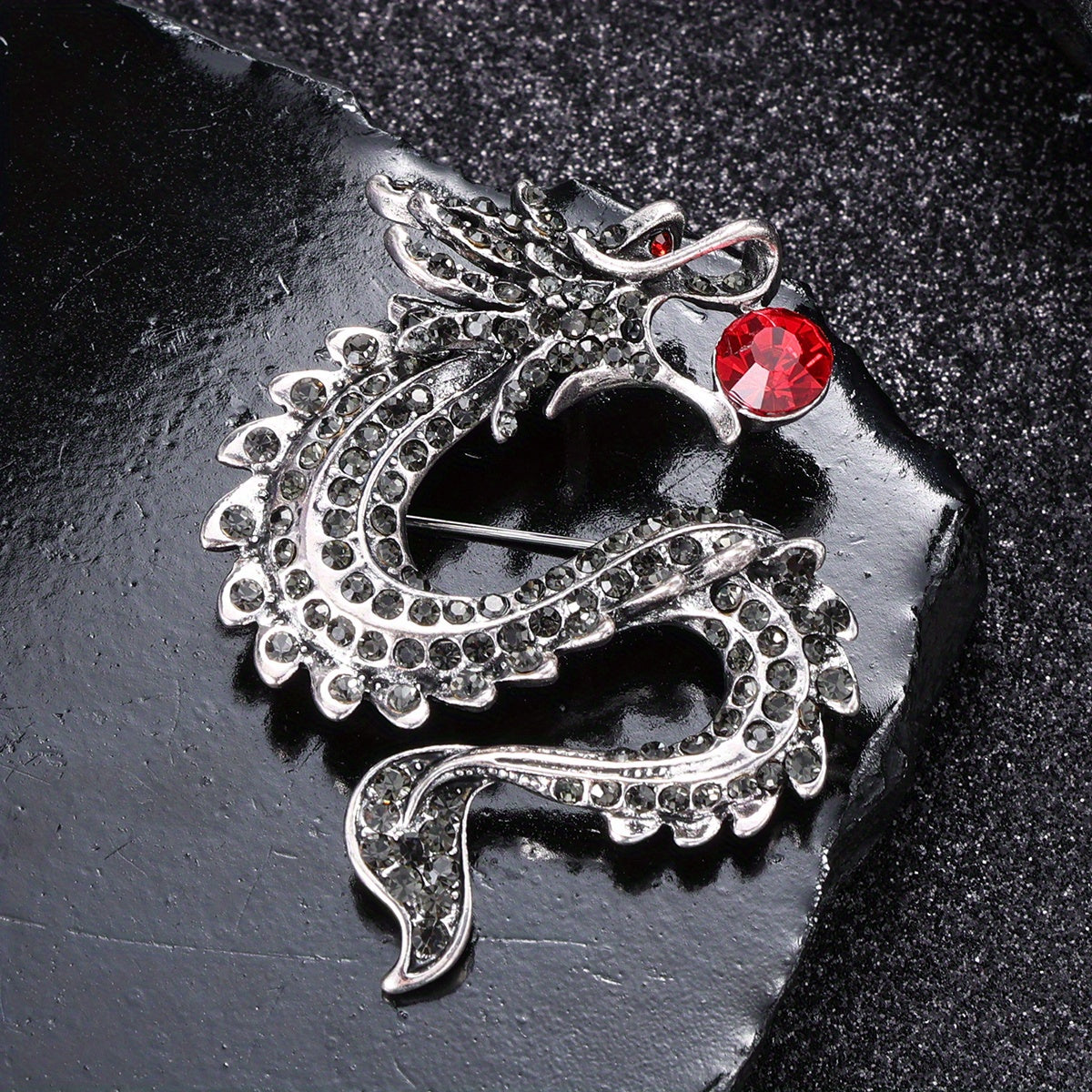 Zodiac Dragon Rhinestone Brooch - Unisex
