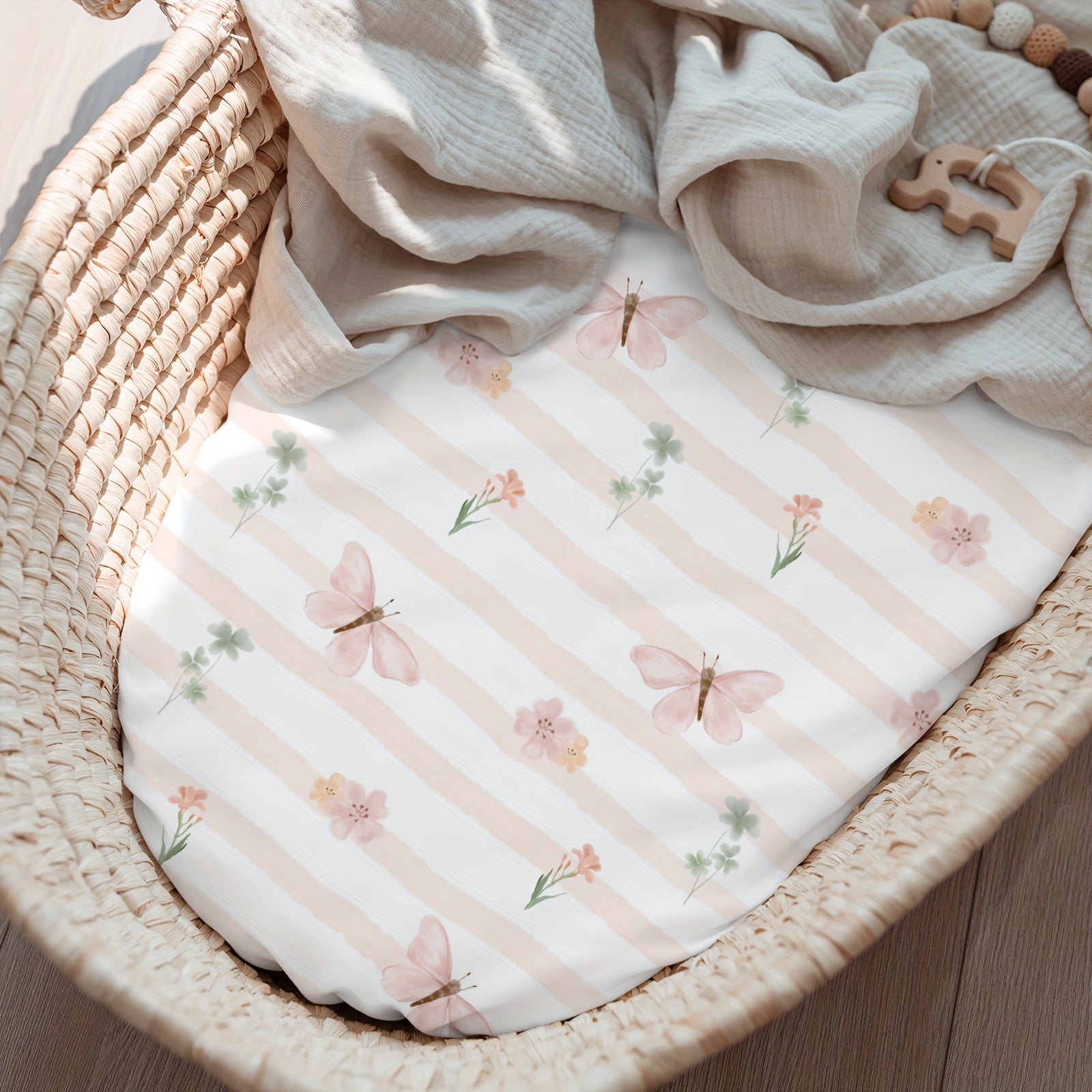 3 Pack Baby Crib Sheet Sets Ivory & Peach Animal Prints Microfiber Woven