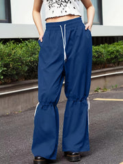  Drawstring Wide Leg Trousers - High Rise Elastic Waist