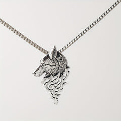 Punk Style Wolf Head Pendant Necklace Men's Jewelry Vintage Hip Hop Sweater Chai