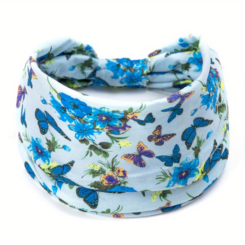 Butterfly Paisley Pattern Headband Widened Knotted Headband