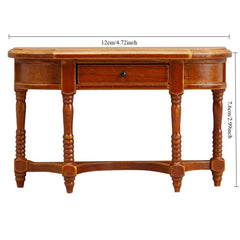 European Retro Semi-circular Dining Table Home Decor Chestnut Color